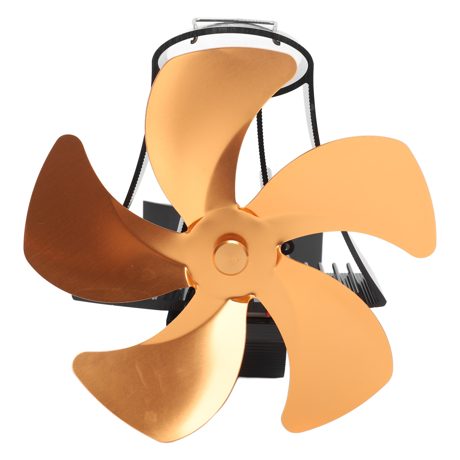Wandmontierter Kaminventilator Mit 5 Flügeln Aus Aluminiumlegierung, Leise, Magnetisch, Wärmebetrieben, Für Gasherde, Goldfarben, Motorlos