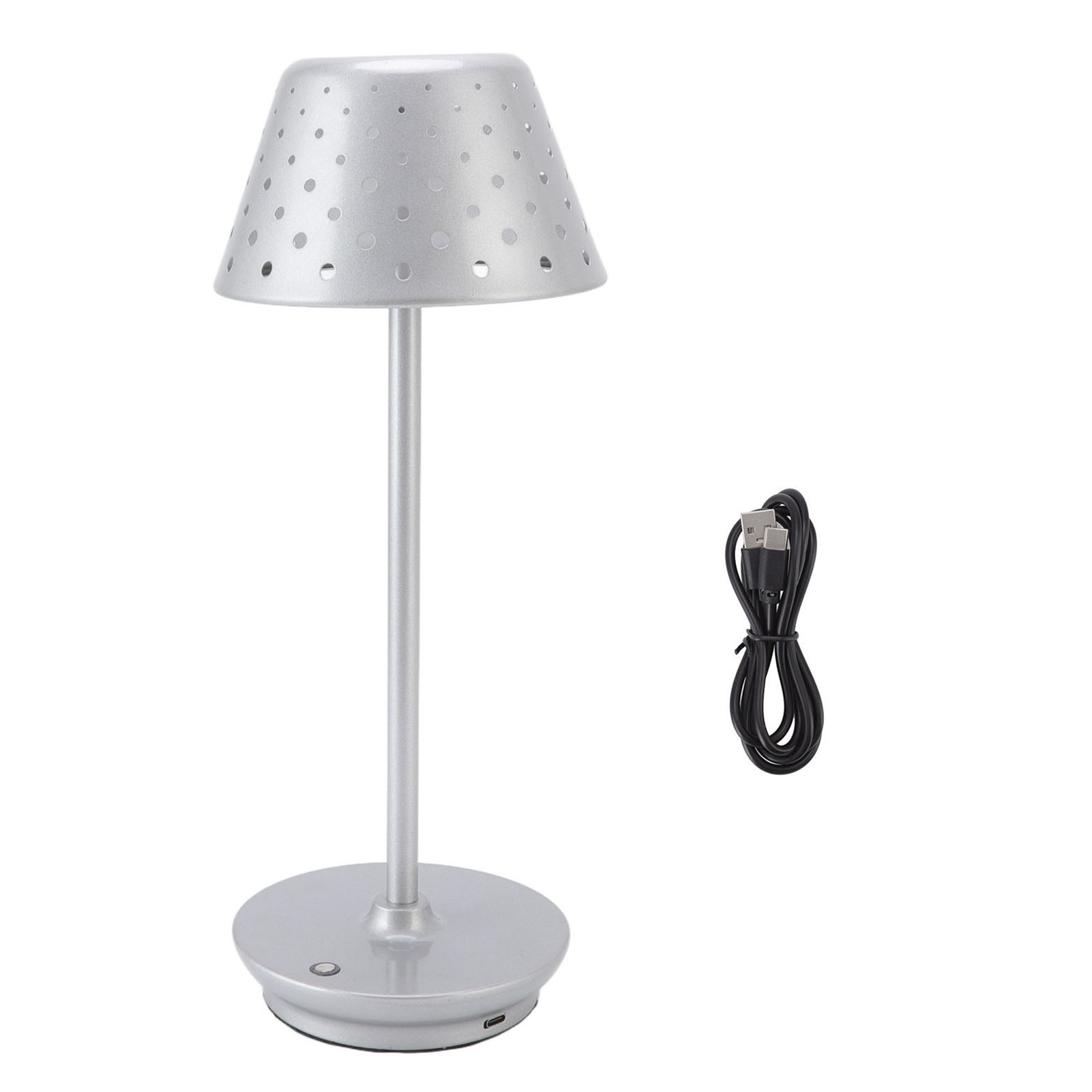Retro-led-schreibtischlampe, Schlankes Design, Kabellos, Durch Einfache Berührung Dimmbar, Berührungsempfindlich, Silberfarben, Ideal Für Schlafzimmer, Bars Und Restaurants.