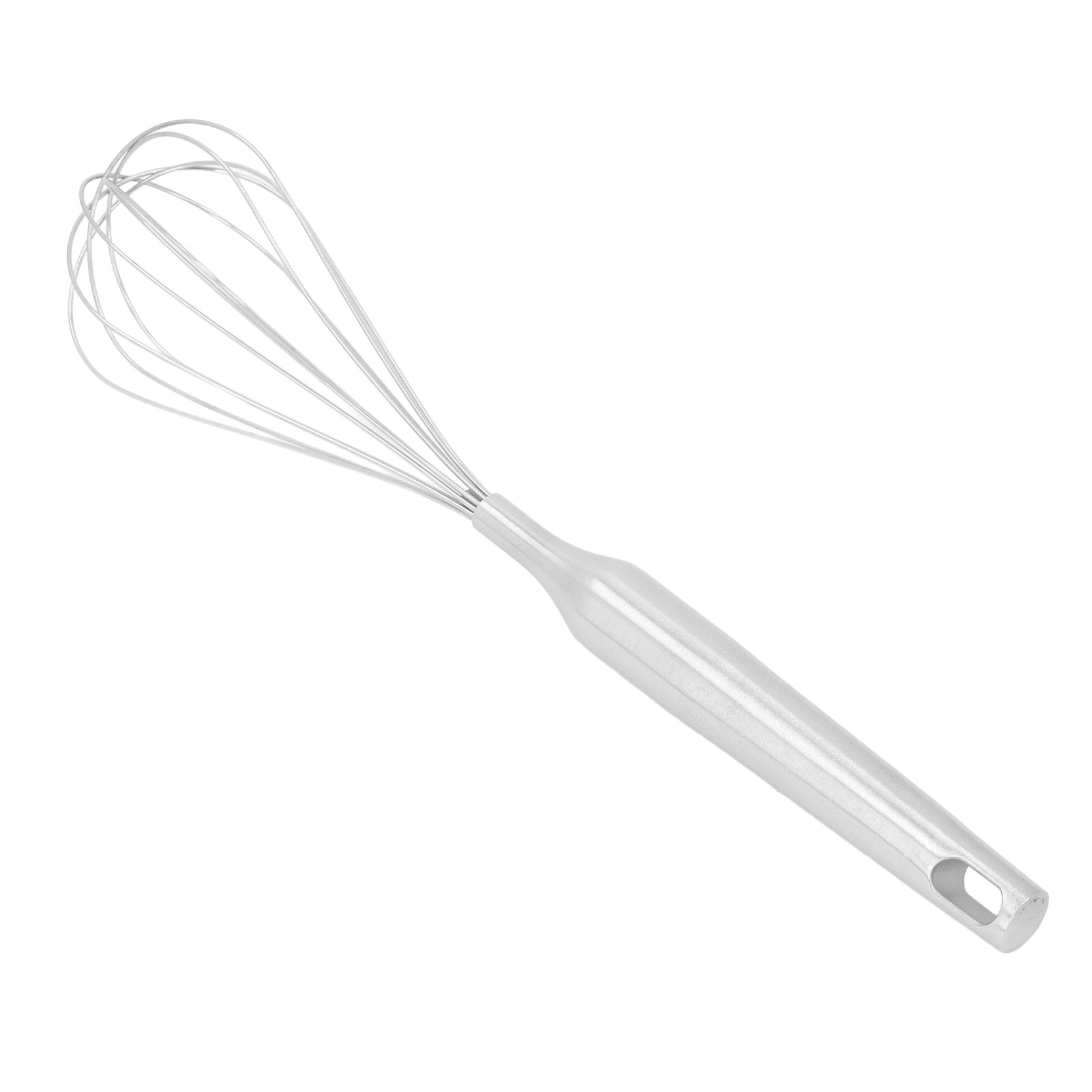 Robuster Schneebesen Aus Silberfarbenem Edelstahl Mit Ergonomischem Und Komfortablem Griff, Ideal Zum Kochen.