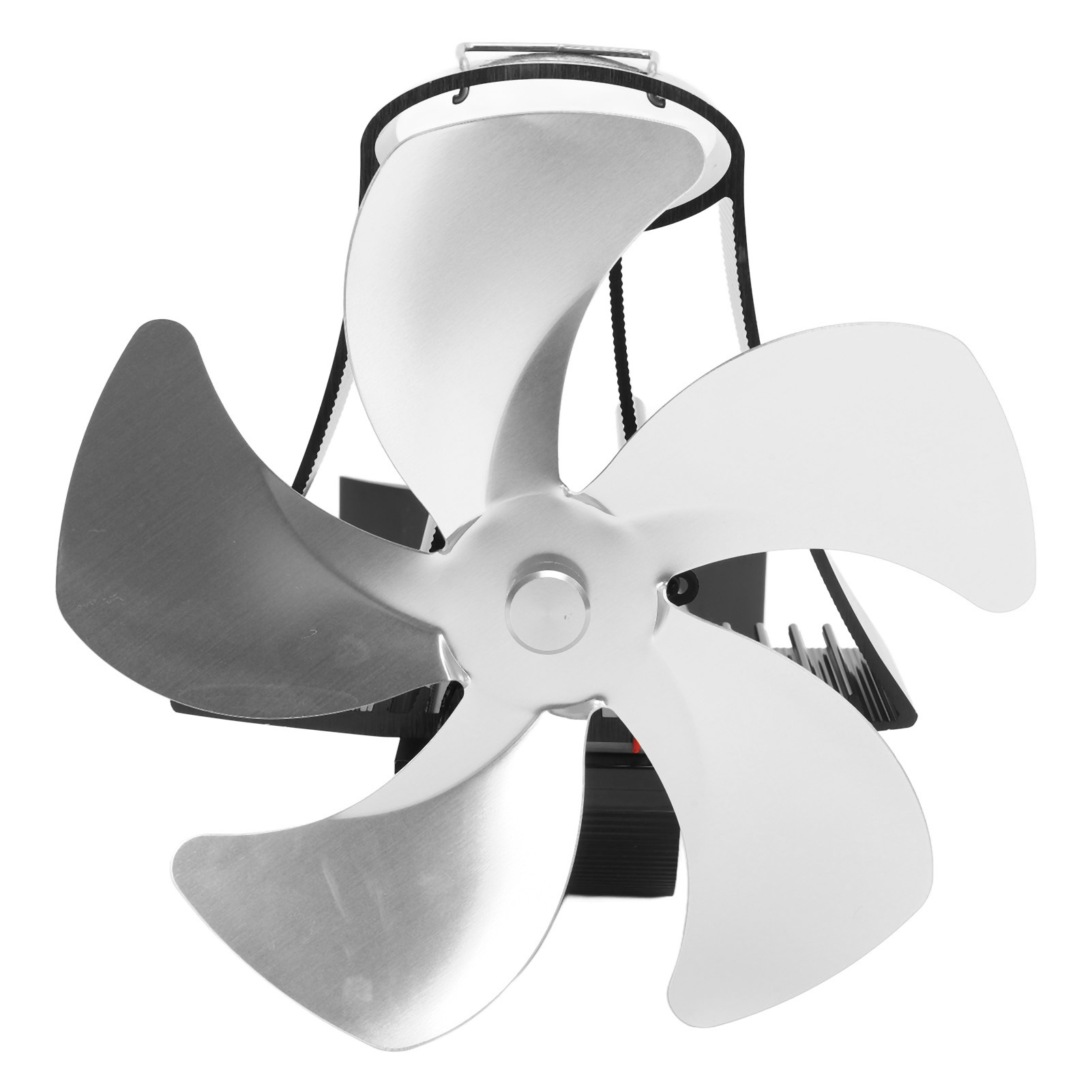 Wandmontierter Kaminventilator Mit 5 Aluminiumflügeln, Leise, Magnetisch, Batterielos, Für Gasherde, Silberfarben, Selbstdrehend Durch Hitze