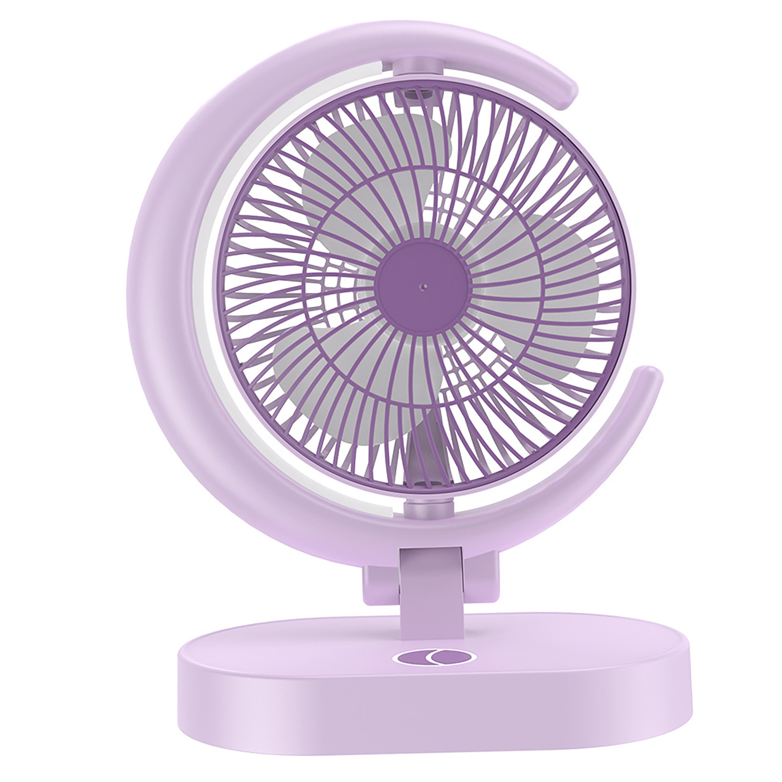 Kompakter, Tragbarer, Leiser, Wiederaufladbarer Usb-tischventilator Mit Licht Für Zuhause, Reisen Oder Büro – Lila