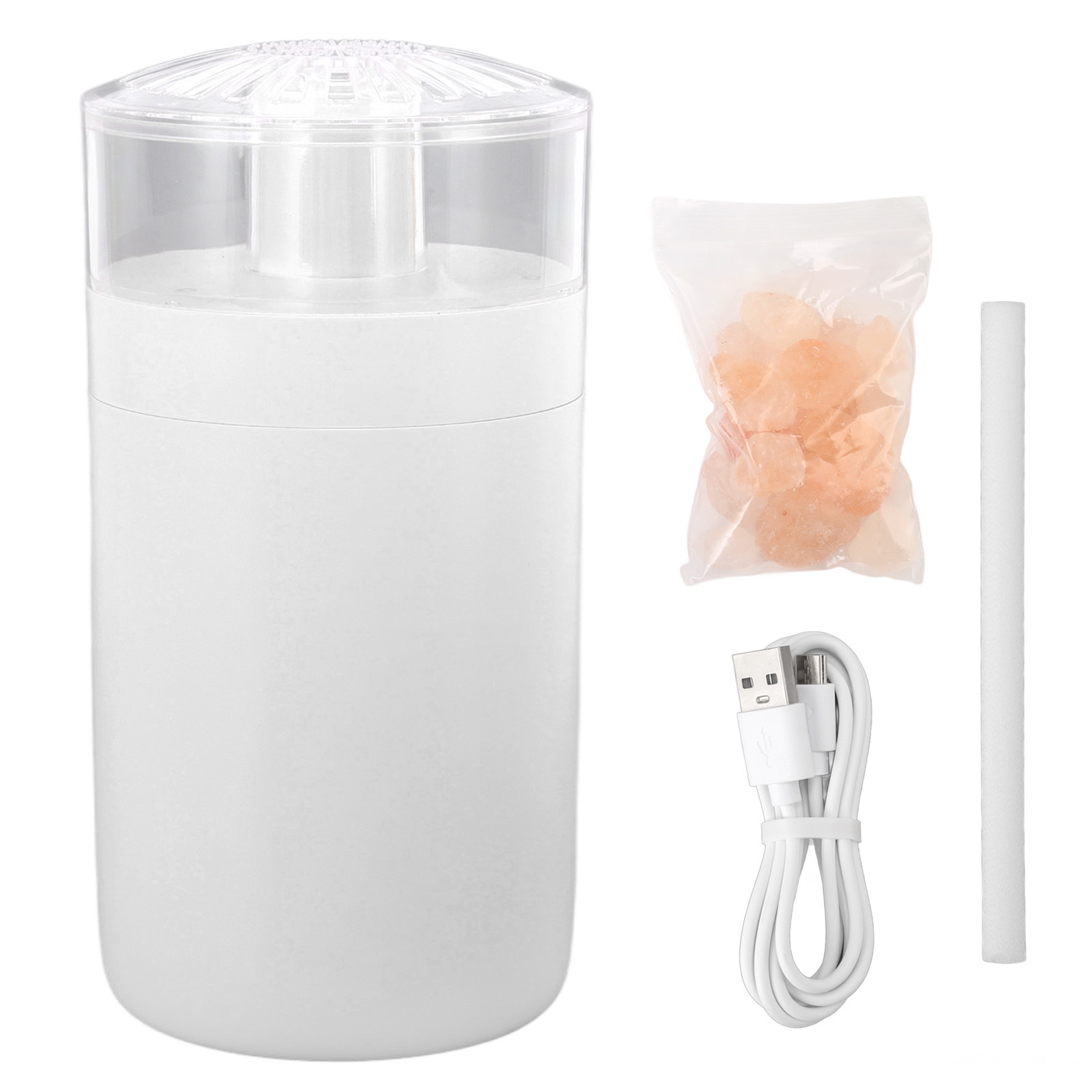 Mini-luftbefeuchter, Tragbar, 250 Ml, Usb-betrieben, Mit Bergkristallen, Für Auto, Büro, Schlafzimmer, Wohnzimmer (weiß).