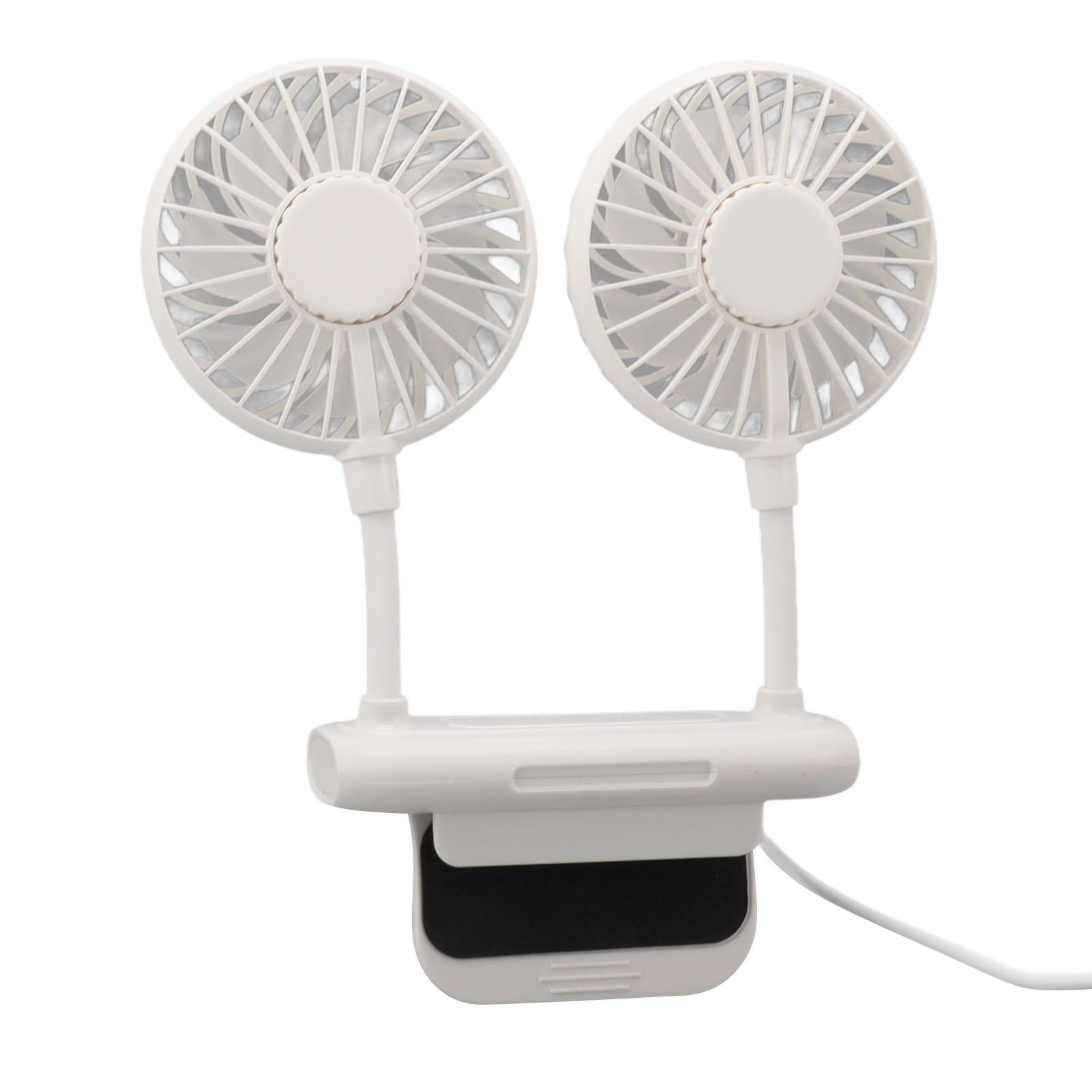Weißer Tischventilator Mit Verstellbarer Klemme, 3 Geschwindigkeitsstufen, 360°-drehung, Usb-anschluss, Bildschirmkühlung Für Tisch- Und Desktop-monitore