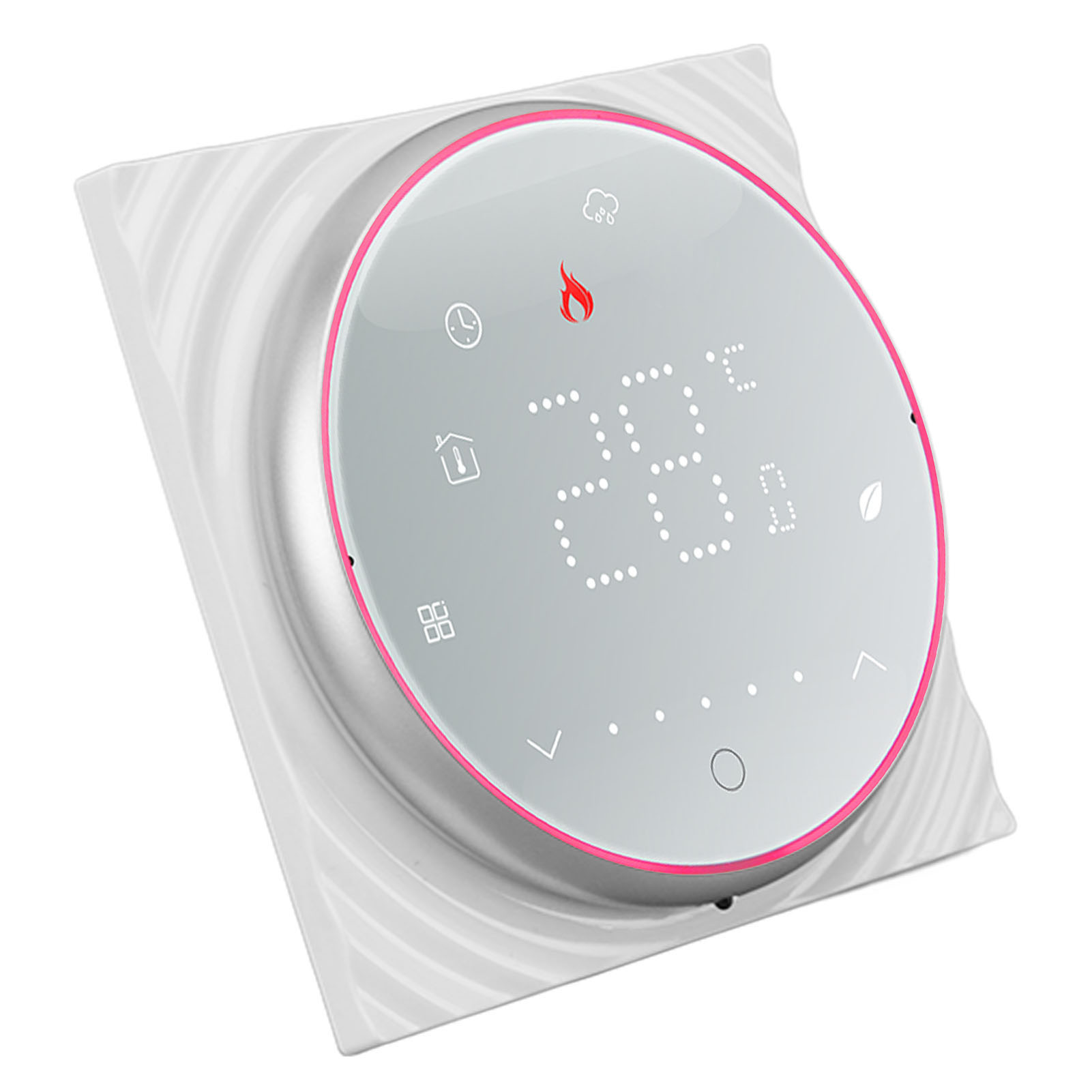 Programmierbarer Smart-thermostat Mit 1-wochen-taktung, Rechteckiges Led-display (eingelassen), Digitale Basisstation (ac 95–240 V) Für Heizkessel, Weiß