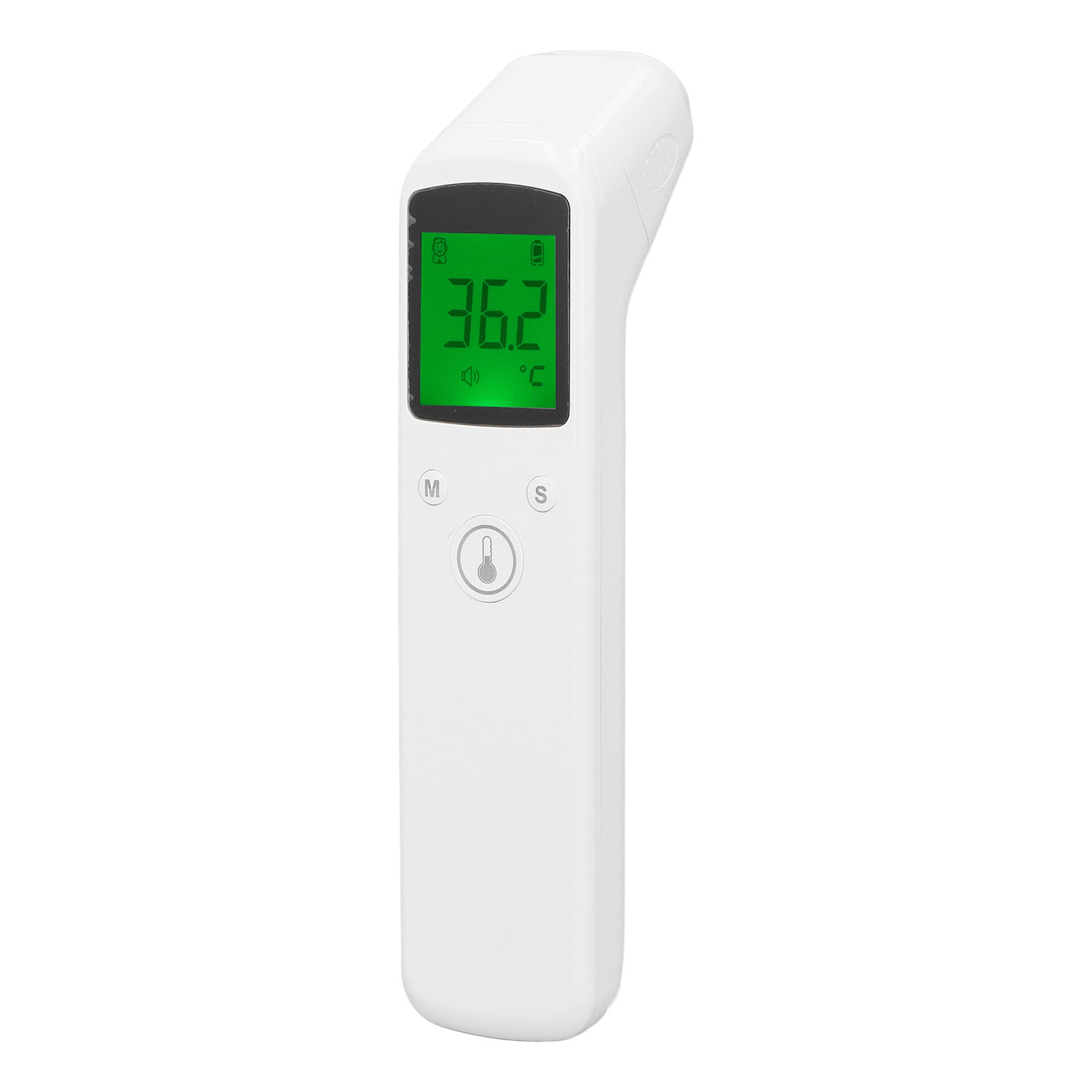 Berührungsloses Infrarot-stirnthermometer, Großes, Hintergrundbeleuchtetes Display, Weißes Abs-gehäuse, Tragbares Temperaturmessgerät