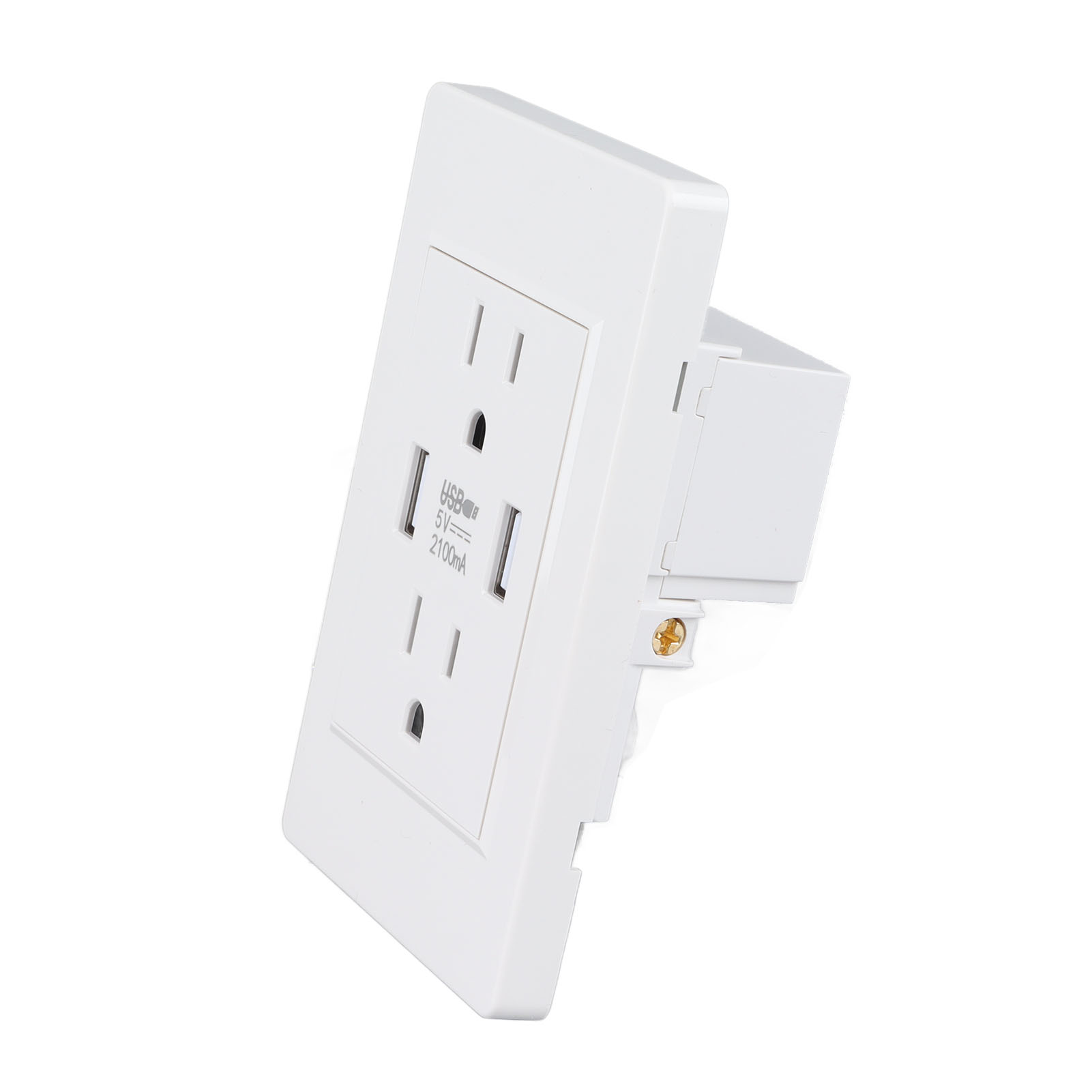 Weißes Usb-wandladegerät Mit 2 Usb-anschlüssen, 5 V 2100 Ma Und 2 Us-steckdosen, Ac110-220 V Wandsteckdosen Für Das Wohnzimmer