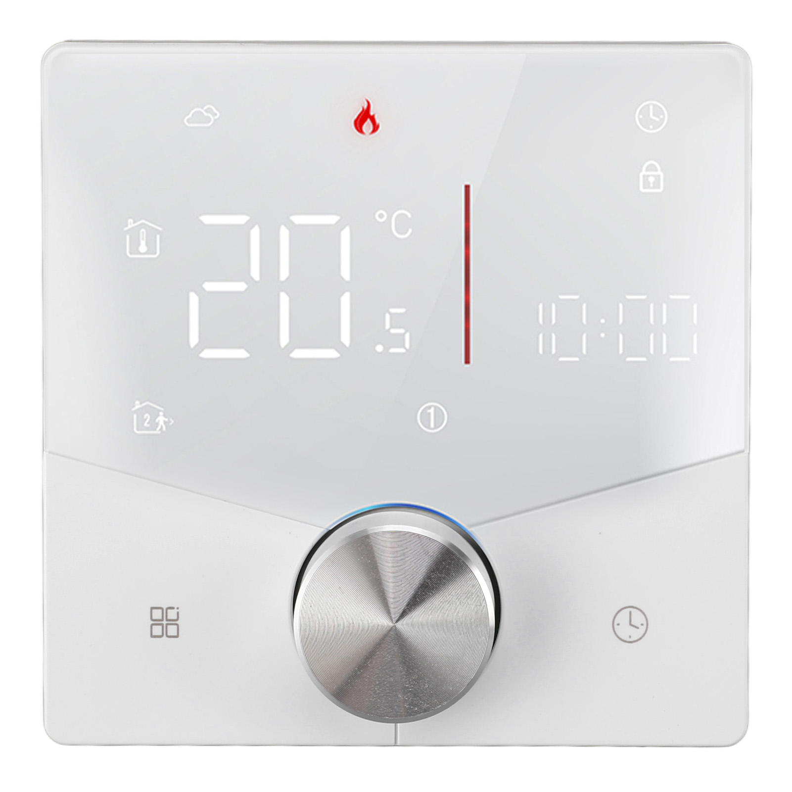 Weißes Wlan-smart-thermostat Für Gasheizkessel, Kompatibel Mit Der Tuya-app, Drehregler, Hintergrundbeleuchtung, Schwer Entflammbar, Ac 95–240 V, Wandmontage