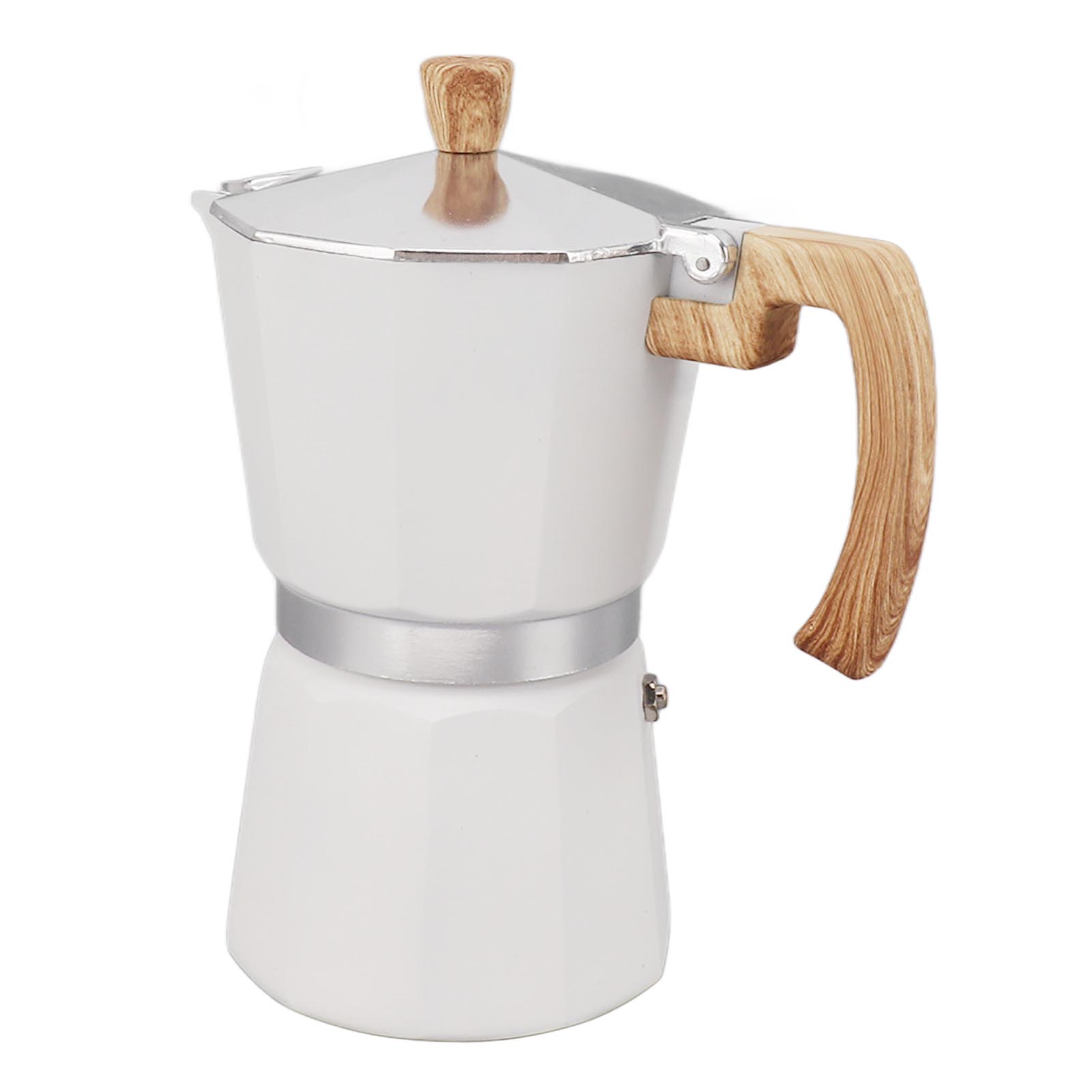 Moka-kanne Aus Aluminiumlegierung, Schnelles Aufheizen, Ergonomischer Griff, Achteckige Form, Geeignet Für Gas- Und Induktionsherde, Küche, Weiß, 300 Ml
