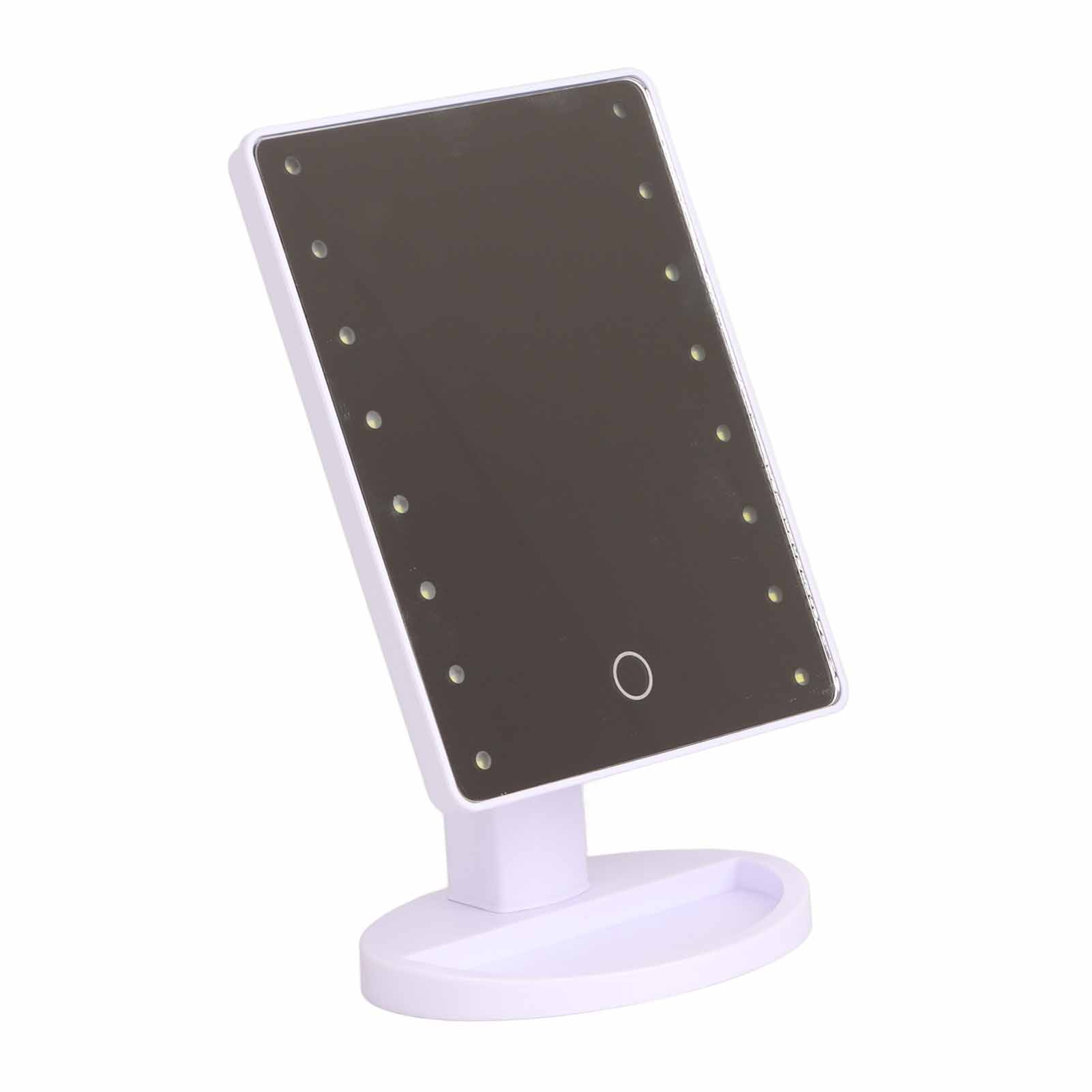 Weißer Led-schminkspiegel Mit 16 Leds, Berührungsempfindlich, Batteriebetrieben, Für Den Salon