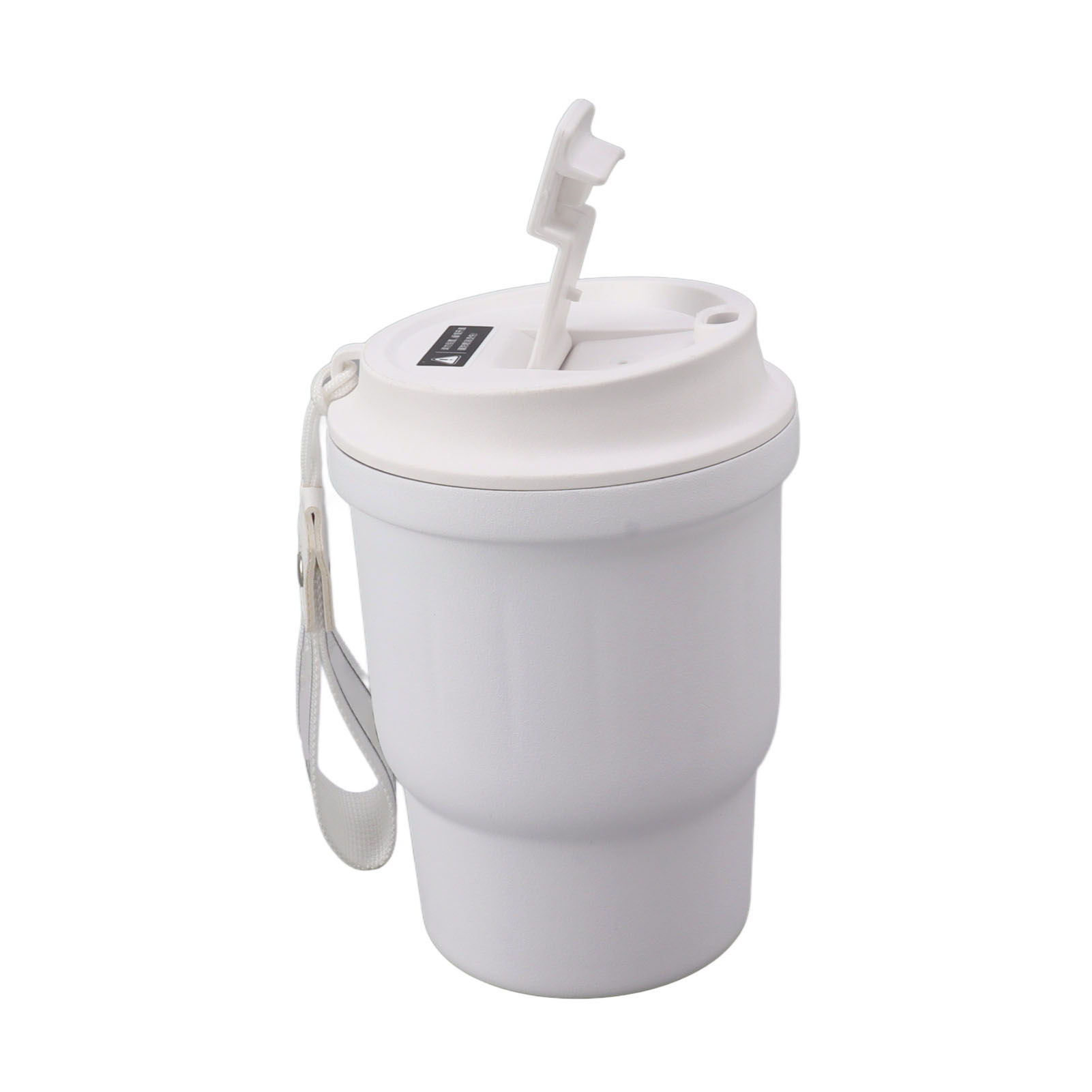 Weißer 450-ml-kaffeebecher Aus Metall, Doppelwandig, Rutschfest, Aus Lebensmittelechtem Silikon, Edelstahl, Für Camping, Reisen Und Auto