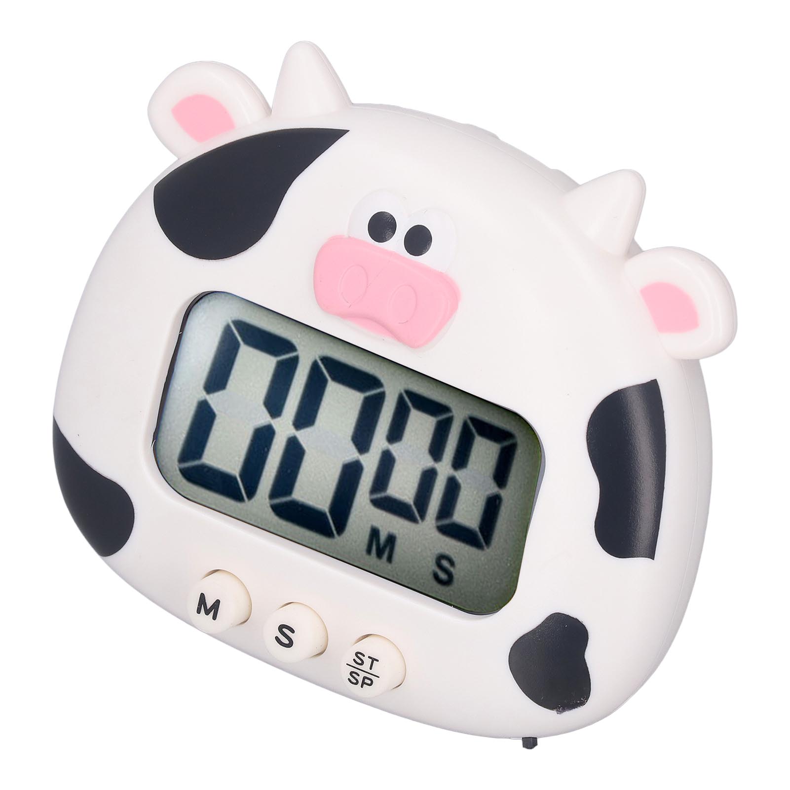 Digitaler Küchentimer Mit Countdown Und Progressivem Countdown, Blinkendem Und Akustischem Alarm, Einfache Bedienung Mit Ständer, Weißes Kuh-design Zum Kochen Und Lehren