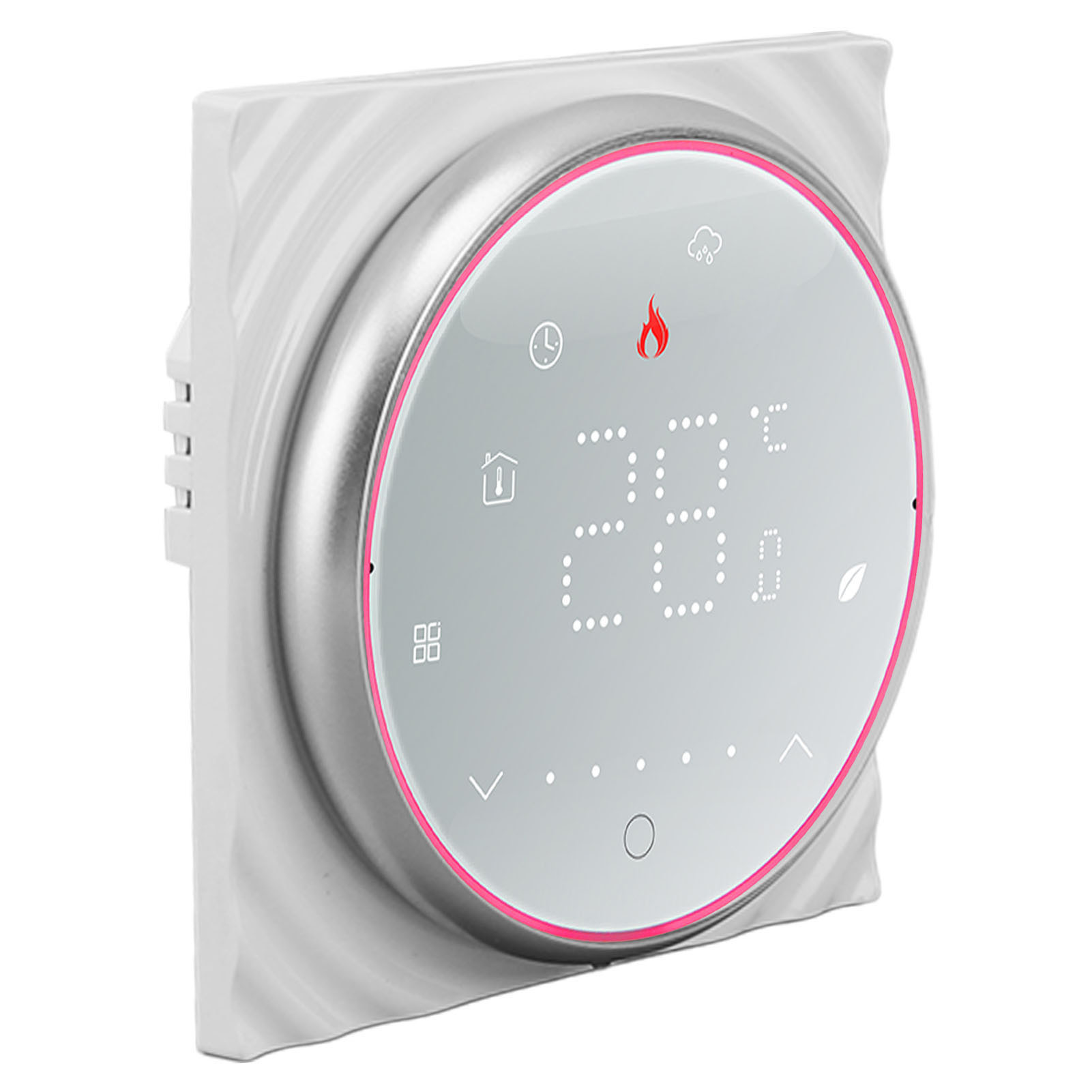 Intelligenter Led-thermostat Für Warmwasserbereiter, 7-tage-programmierbar, Genauigkeit Ac95-240v, Weißer Quadratischer Sockel, Moderner Wandregler.