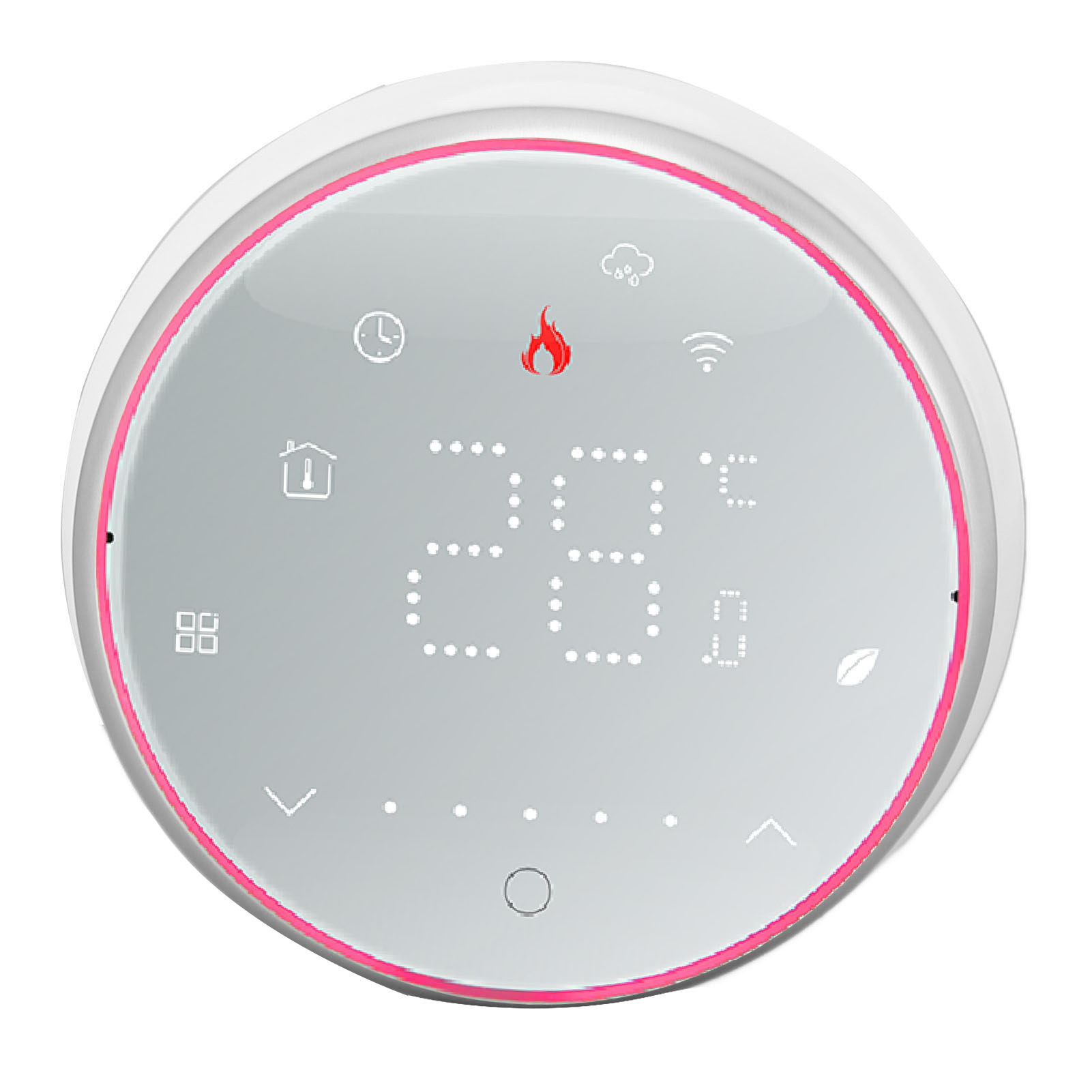 Intelligenter, Programmierbarer Wlan-thermostat Mit Präziser Wlan-steuerung, Sprachsteuerung Und App Für Elektrische Heizungen (95–240 V Ac), Weißer Runder Sockel