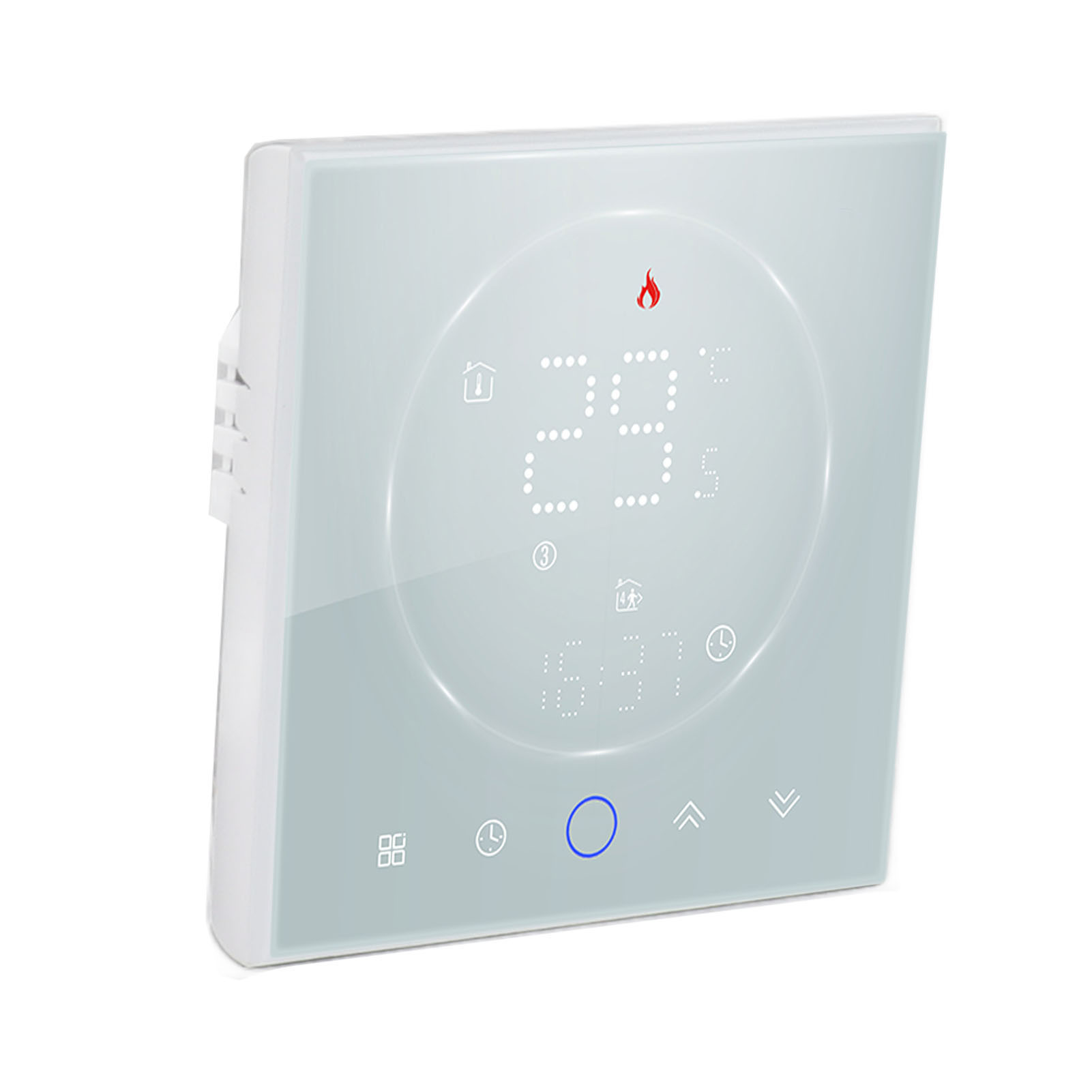 Intelligenter Led-thermostat Für Warmwasserbereiter, 13 Mm Einbauhöhe, Kabellos, Programmierbar, Ac 95–240 V, Weiß, Für Zuhause, Büro, Zimmer