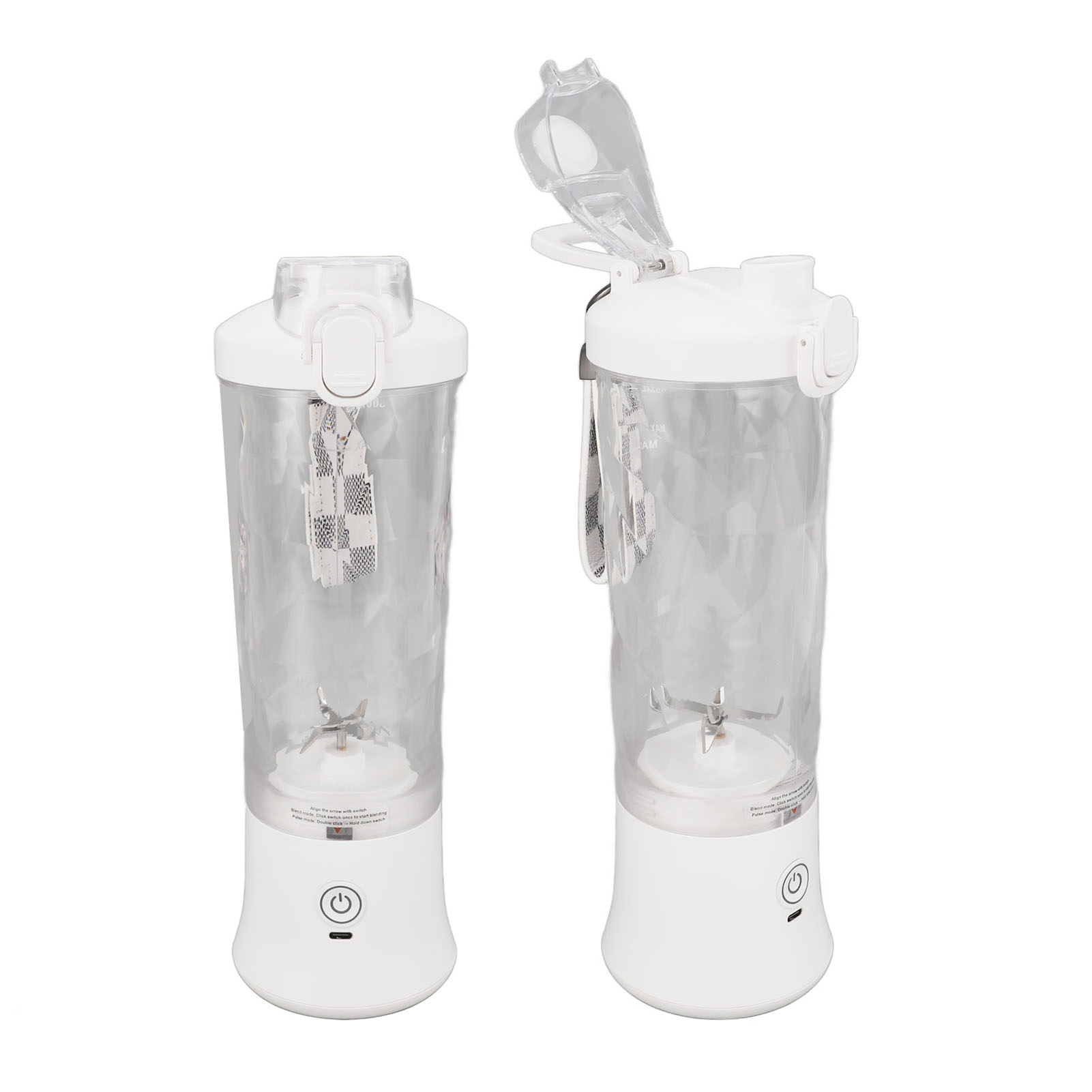 Tragbarer Mixer, 600 Ml, 2 Modi, 150 W, 18.000 U/min, 4000 Mah Usb-akku (wiederaufladbar), Auslaufsicherer Deckel, Mini-smoothiebecher, Weiß