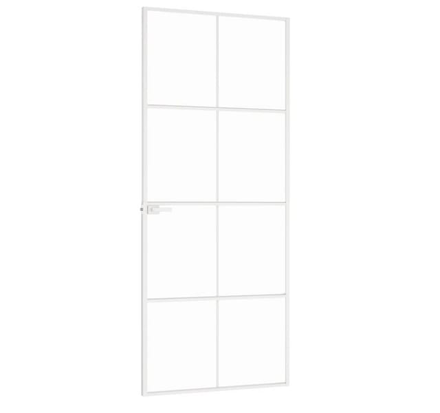 Innentür Weiß 83x201,5 Cm Hartglas & Aluminium Schlank Vidaxl