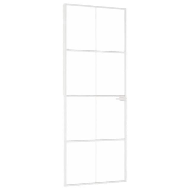 Innentür Weiß 76x201,5 Cm Hartglas & Aluminium Schlank Vidaxl
