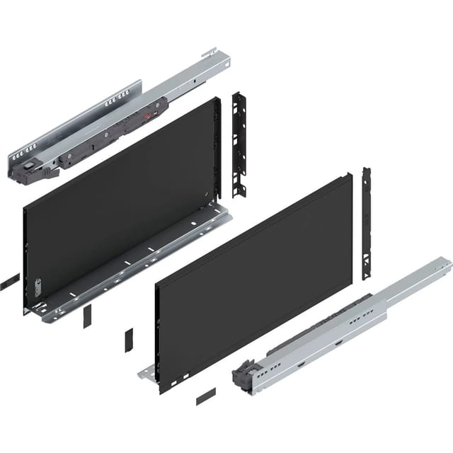 Legrabox Pure H F Schubladenschienen Set 1 Paar, 40kg 500mm Tip On Vollauszug, Carbonschwarz - Blum
