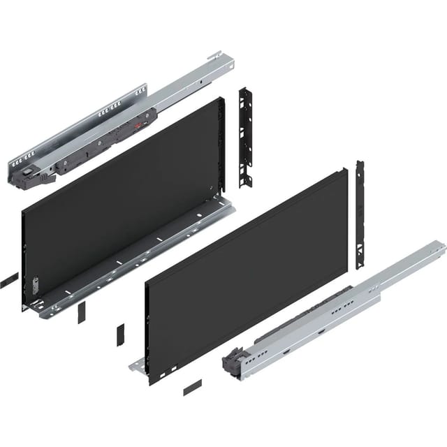 Legrabox Pure H F Schubladenschienen Set 1 Paar, 40kg 550mm Tip On Vollauszug, Carbonschwarz - Blum