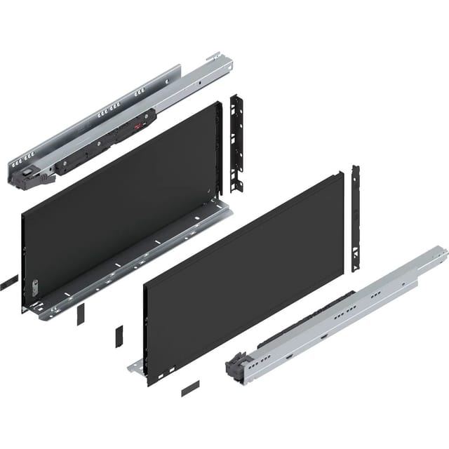 Legrabox Pure H F Schubladenschienen Set 1 Paar, 70kg 550mm Tip On Vollauszug, Carbonschwarz - Blum