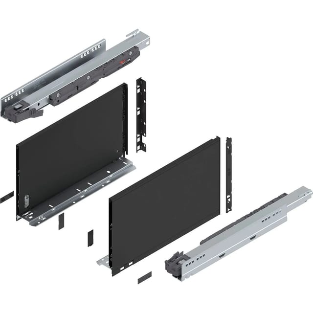 Legrabox Pure H F Schubladenschienen Set 1 Paar, 40kg 400mm Tip On Vollauszug, Carbonschwarz - Blum