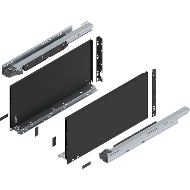 Legrabox Pure H F Schubladenschienen Set 1 Paar, 70kg 500mm Tip On Vollauszug, Carbonschwarz - Blum