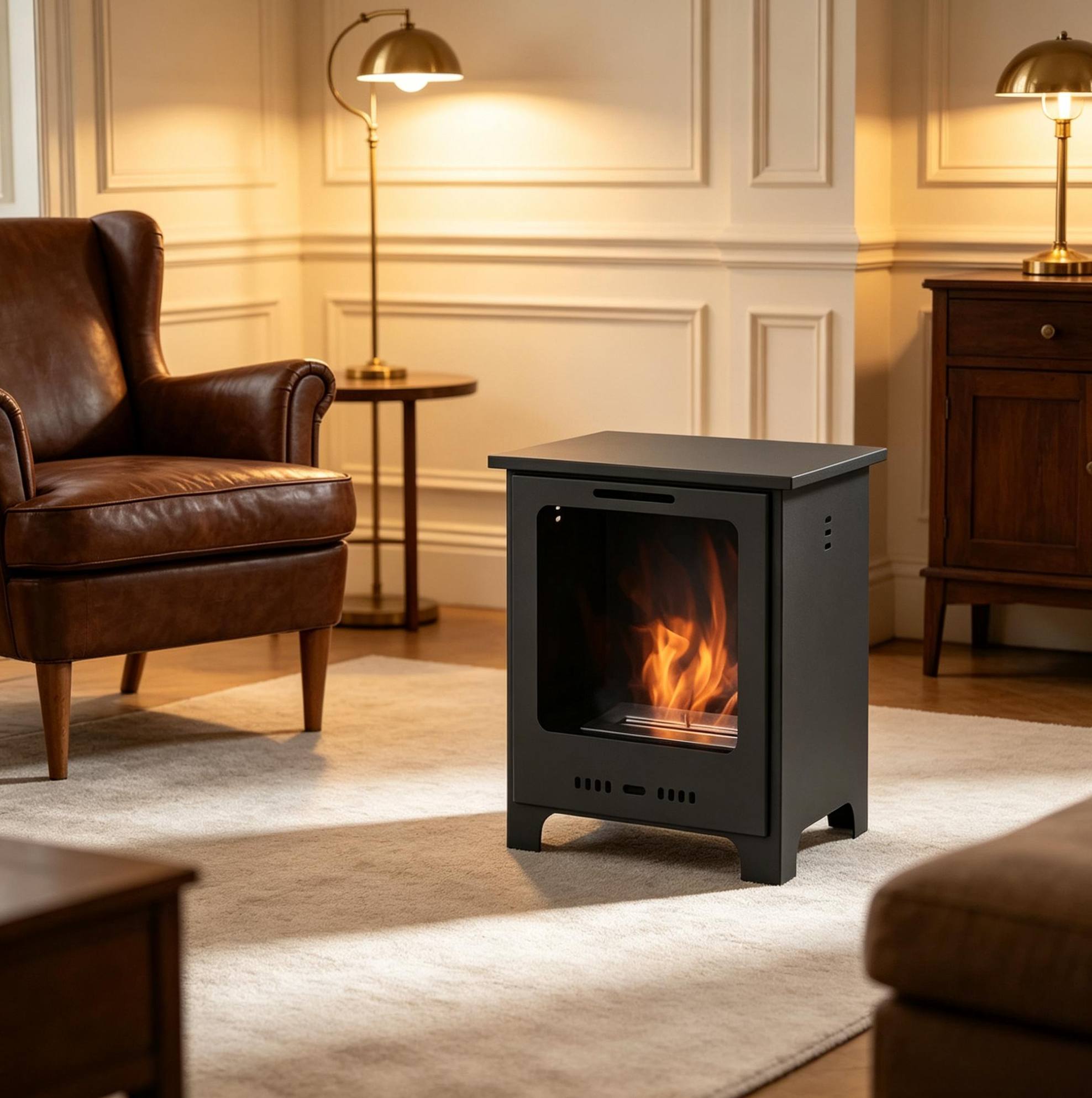 Freistehender Bioethanol-kamin, 40 X 30 X 50 Cm, Schwarz, 6800 Btu, Okmyhome