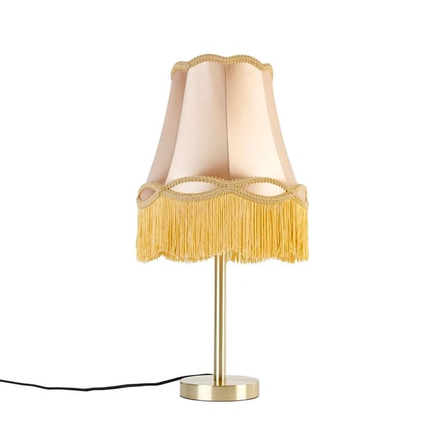 Klassische Tischlampe Messing Mit Granny-schirm Gold 30 Cm - Simplo