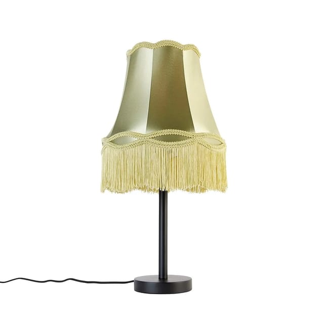 Klassische Tischlampe Schwarz Mit Granny-schirm Grün 30 Cm - Simplo
