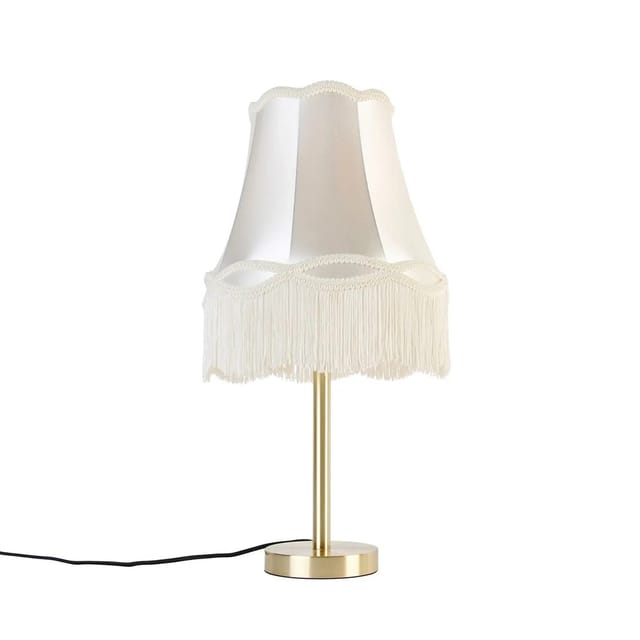 Klassische Tischlampe Messing Mit Granny-schirm Creme 30 Cm - Simplo