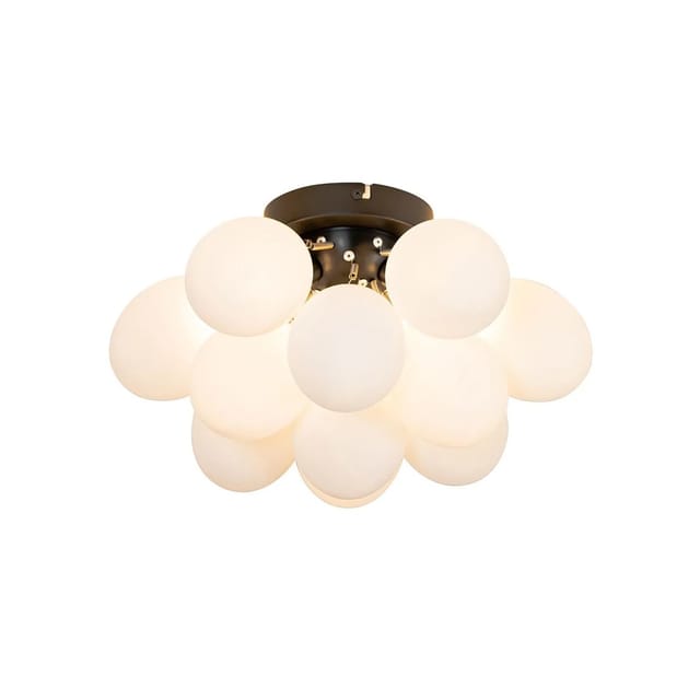 Art-deco-deckenleuchte Schwarz Mit Opalglas 3-flammig – Uvas