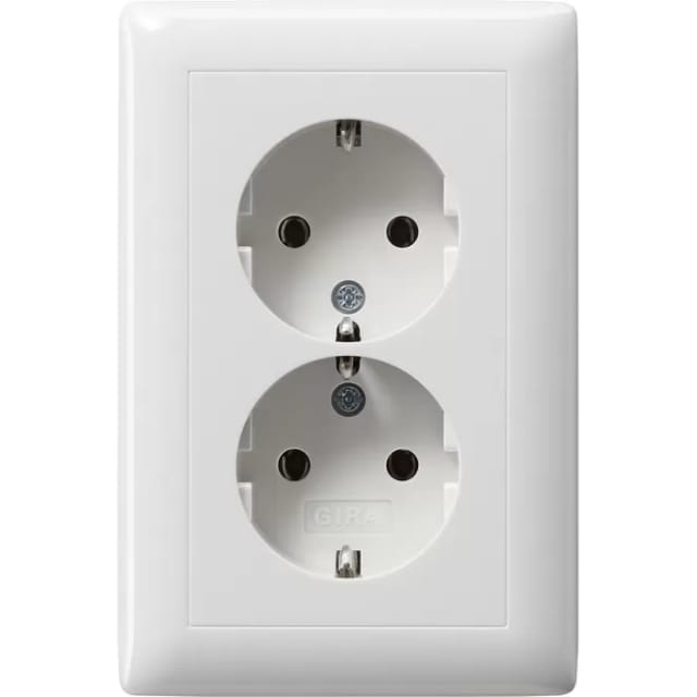 Gira 2f-schuko Vollpl. F. Gerätedose 1,5f Standard 55 Reinweiß [078203], 0782 03