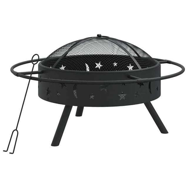 Feuerschale Mit Schürhaken 70 Cm Xxl Stahl Vidaxl