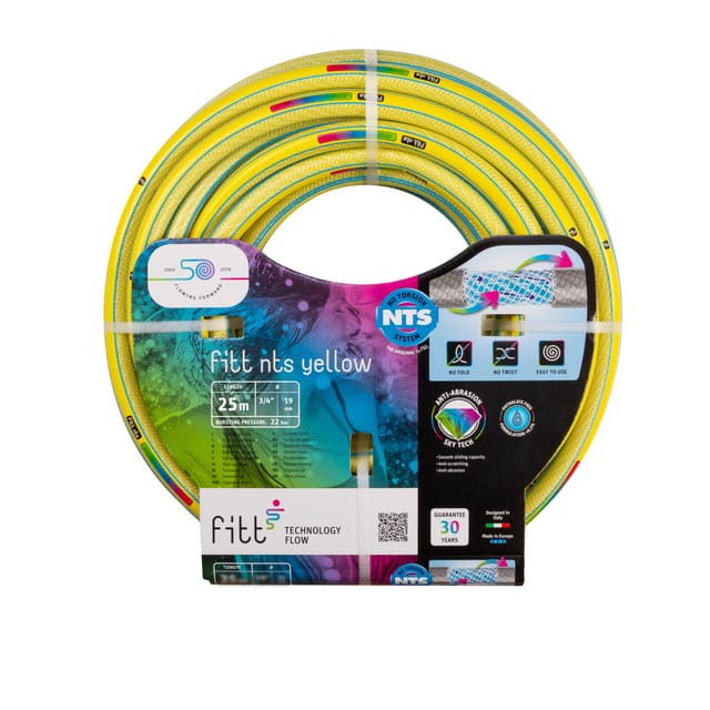 Fitt - Nts Yellow 3/4' (19mm) 25m - Robuster Und Flexibler Gartenschlauch In Gelber Farbe Für Eine Intensive Nutzung, Mit Exklusiven Technologien