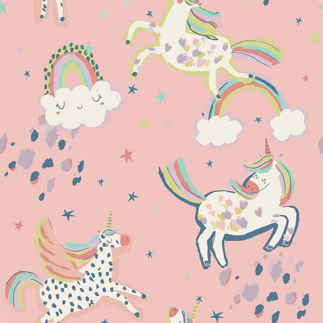 Party Unicorn Rosa Vliestapete 10mx52cm - Next