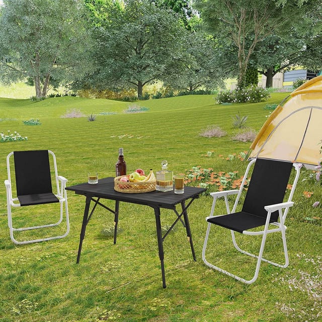 Klappstuhl Gartenstuhl 4er-set, Klappbarer Kunststoff-stuhl, Campingstuhl Faltbar Für Garten & Camping, Angelstuhl Faltstuhl Leichter, Schwarz - Woltu