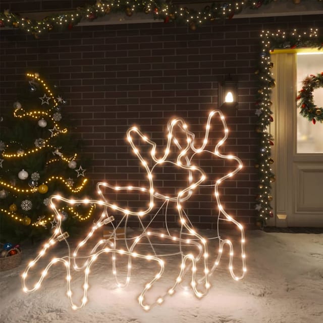 Vidaxl Weihnachtsrentier Mit Led 2 Stück Warmweiß 57x55x4,5 Cm