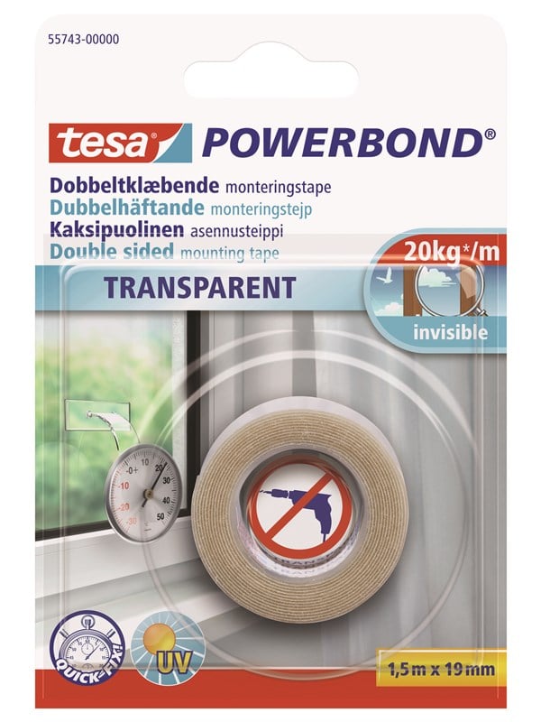 tesa Powerbond Mounting Tape Transparent 15m x 19mm