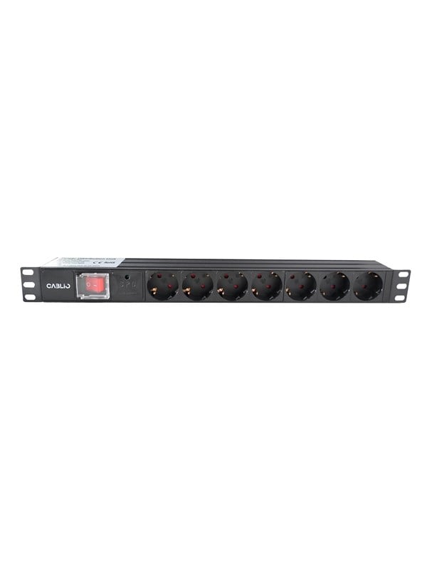 Cablio 1U Aluminum PDU 7x Outlets Surge Protection 16A