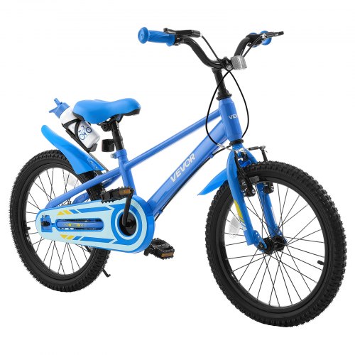 VEVOR Kinderfahrrad 18 Zoll Straßenfahrrad für 5-8 Jahre mit Ständer Blau, Kinderrad für Jungen & Mädchen, Kohlenstoffstahlrahmen, BMX-Stil, Doppelbremsen, Sattel & Lenker Verstellbar, Getränkehalter