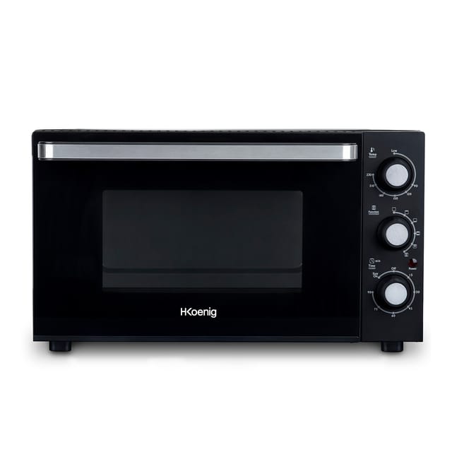 H.Koenig elektrischer Mini-Backofen 30L FO30, Multifunktionell, Leistungsstark 1500W - 6 Modi