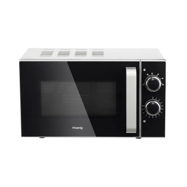 H.Koenig VIO4 Mikrowelle / 20 L / Drehteller 24,5 cm / 6 Garstufen / 700 W / Timer / Edelstahl / Silber