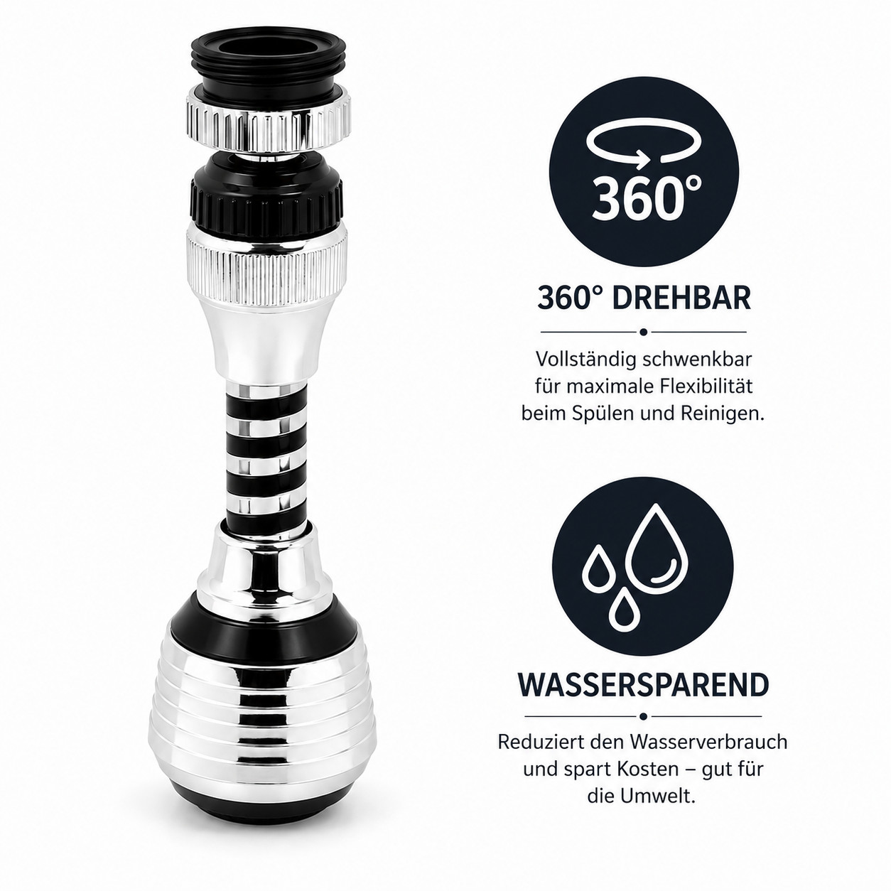 Wasserhahn Aufsatz 360° Schwenkbar Strahlregler Wassersparer Küchenarmatur Bild 4