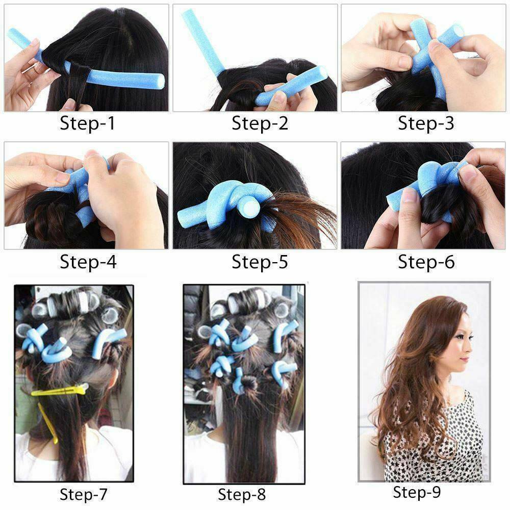 10er Pack Sleep In Bendy Foam Haarroller Lockenwickler Strong Twist Styling lockige Wellen Bild 4