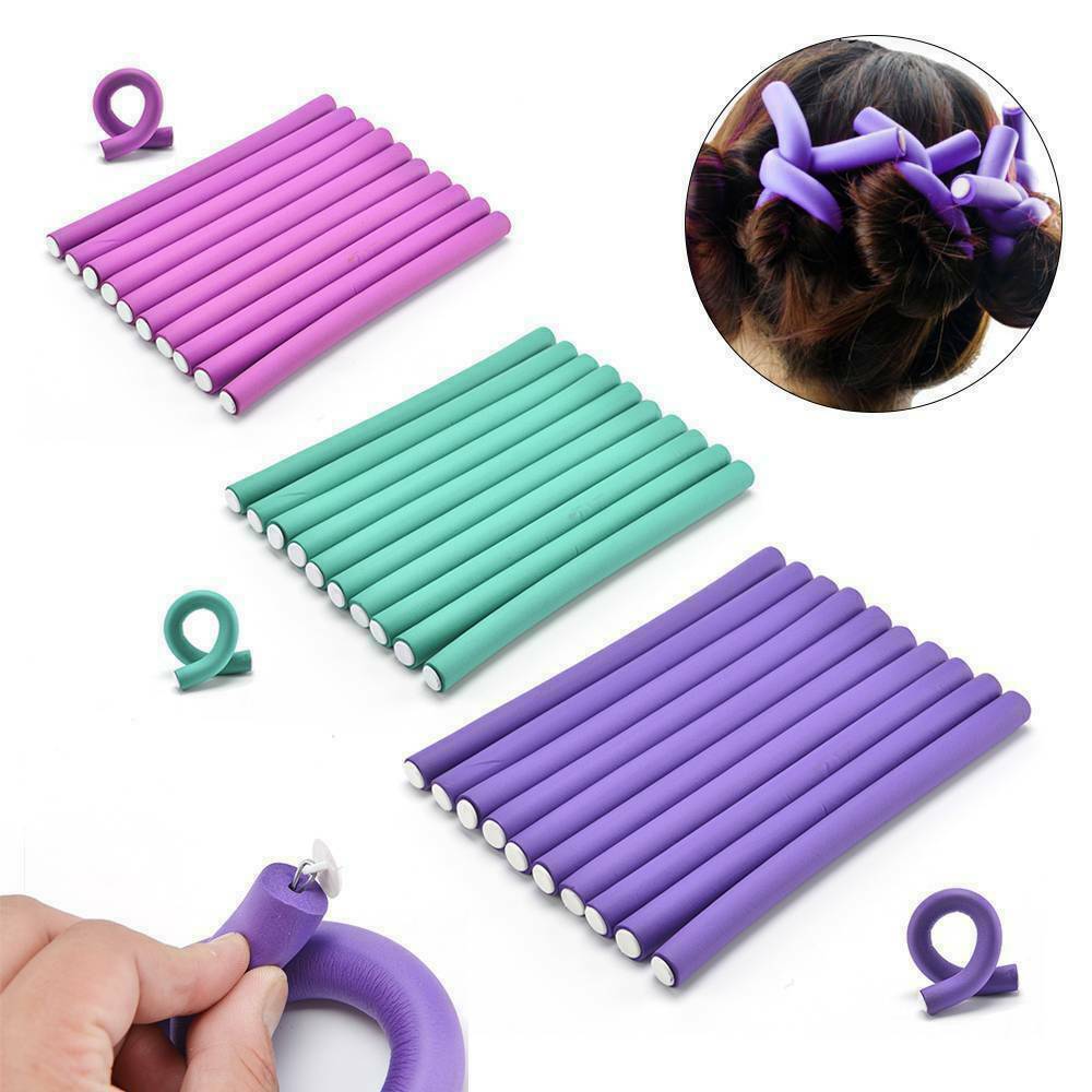 10er Pack Sleep In Bendy Foam Haarroller Lockenwickler Strong Twist Styling lockige Wellen Bild 8