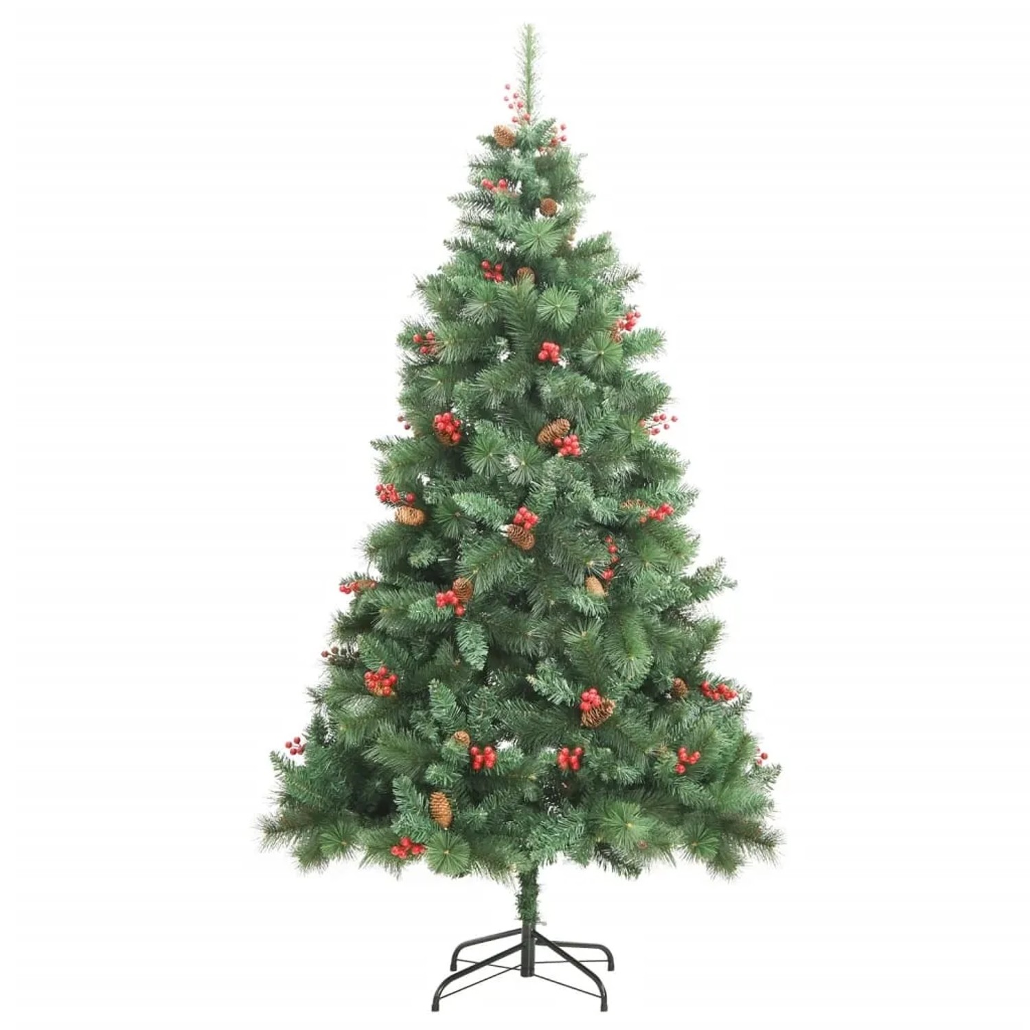 vidaXL Künstlicher Weihnachtsbaum Klappbar mit Zapfen & Beeren 180 cm Modell 1