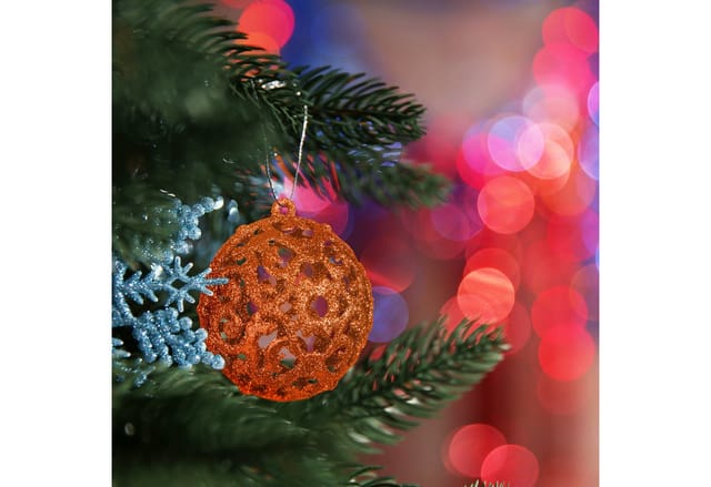 Relaxdays Weihnachtskugeln im 50er Set Polystyrol Orange Glänzend Matt Glitzernd