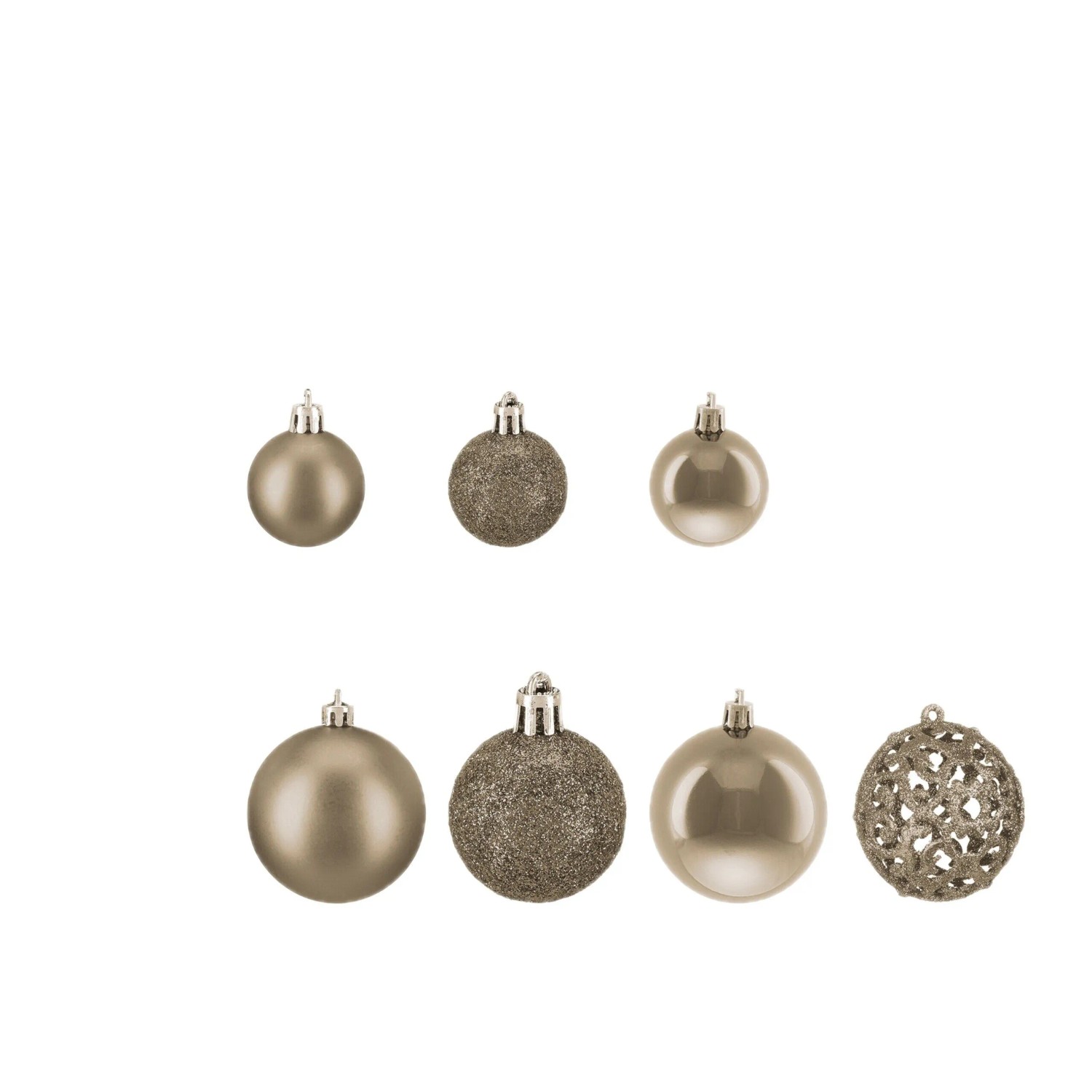 Relaxdays Weihnachtskugeln im 50er Set Polystyrol Champagner Glänzend Matt Glitzernd