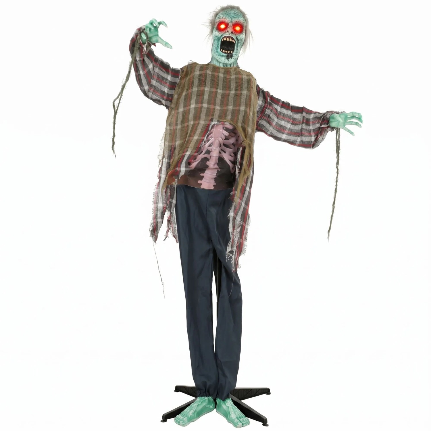 HOMCOM Animierter Zombie Metall Polyesterfaser 60 x 18 x 170 cm Rot