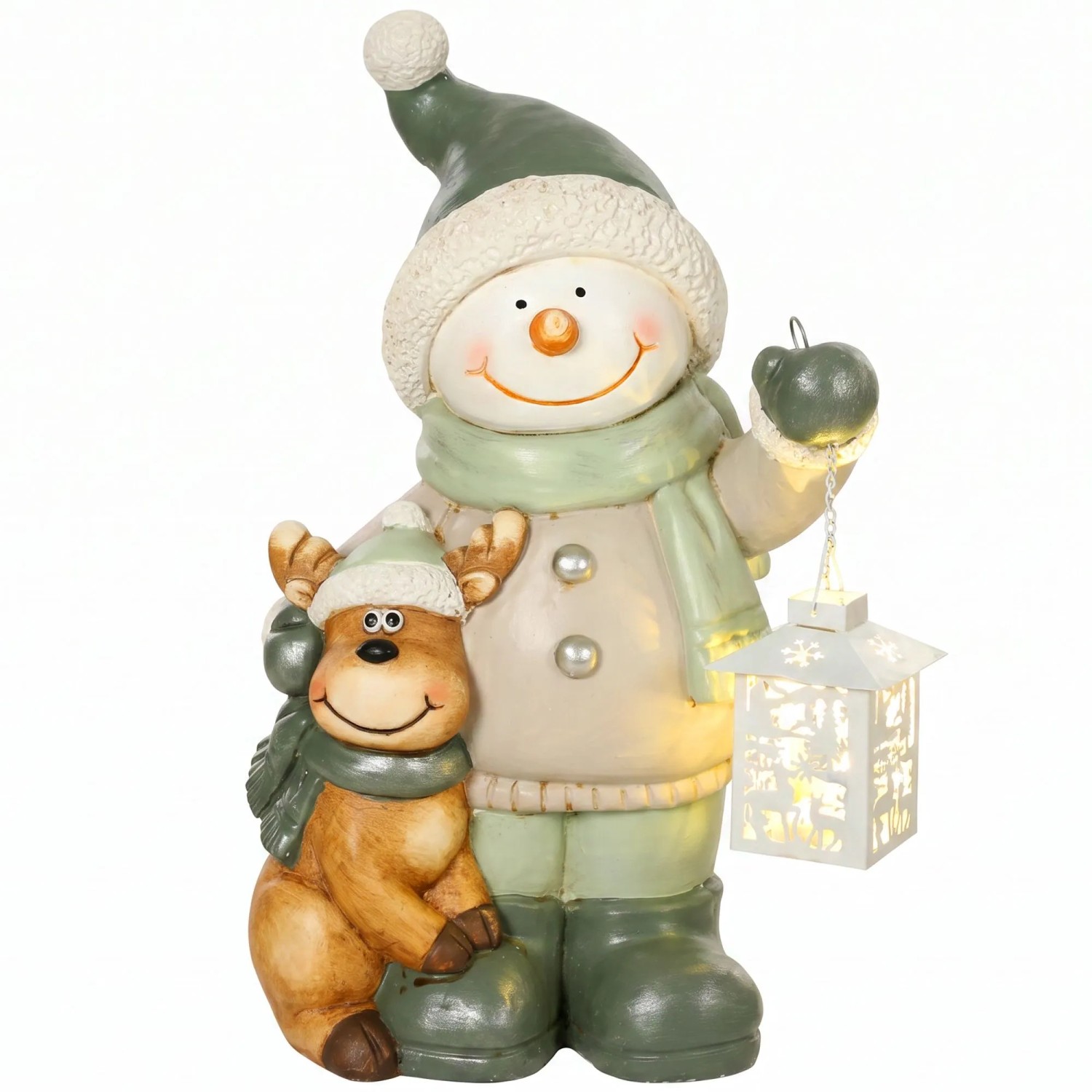 HOMCOM Weihnachtsfigur Magnesiumoxid Metall 27 x 18 x 43 cm Mehrfarbig